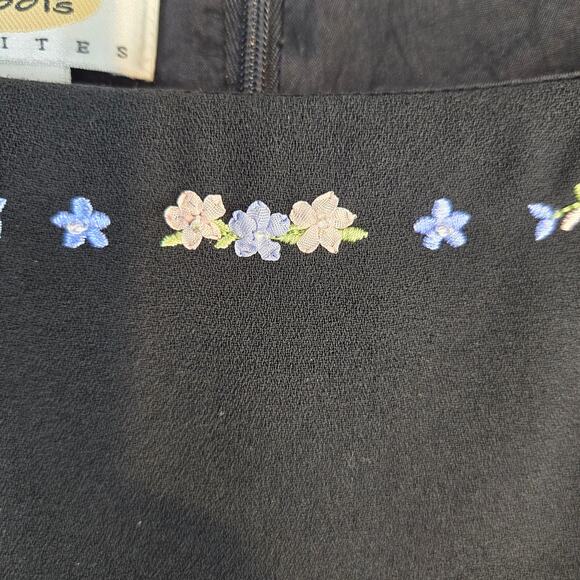 Talbots Women's Dress 10 Black Sleeveless Embordered Flowers Miss Size Medium M - Picture 4 of 9